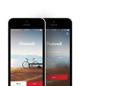 Pinterest Login app clean flat interaction ios iphone login mobile pinterest ui user interface ux