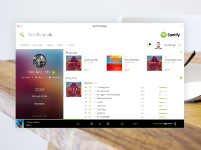 Music Player flat interaction music player social ui user interface ux web