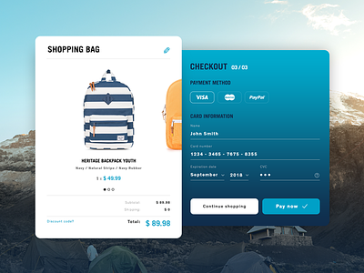 Credit Card Checkout - Daily UI #002 card checkout dailyui ecommerce herschel pay shop shopping ui ux web widget