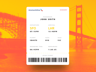 Boarding Pass - Daily UI #024 boarding concept dailyui design gradient inspiration ios pass ticket ui ux