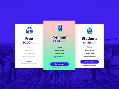 Pricing - Daily UI #030 app card dailyui design icon ios music pricing ui ux