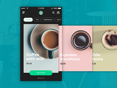 Food/Drink Menu - Daily UI #043 app bag dailyui drink ecommerce food menu mobile pricing starbucks ui ux