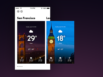 Weather - Daily UI #037 app challenge city concept dailyui interface london mobile san francisco ui ux weather