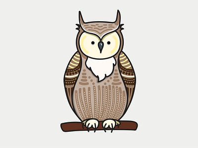 Great Horned Owl bird birds illustration nature sticker