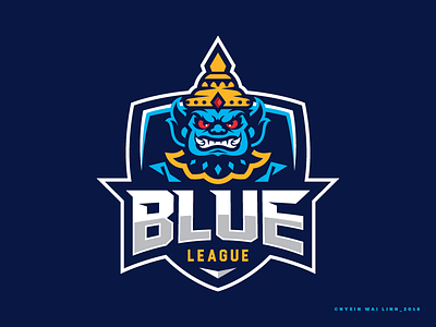Blue League branding esport logo mascot myanmar ogre typography