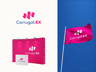 CorrugatEX agency branding cardboard cardboard box corrugat design exhibition flat identity keef logo paper vector