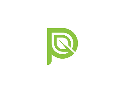 letter p + leaf branding clinic flat icon leaf letter p lettering line logo medical modren p logo