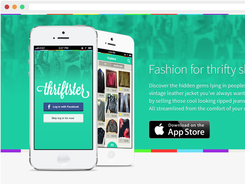 Thriftster App Landing Page mobile ios iphone product design script flat app landing download
