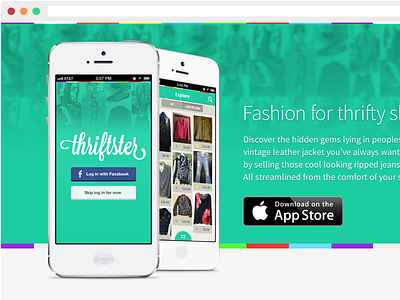 Thriftster App Landing Page app download flat ios iphone landing mobile product design script