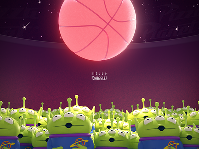 Hello Dribbble! after affects alien c4d debut hello render space toystory