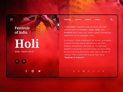 Concept website - Festivals of India concept app experiment festival holi india landing page red
