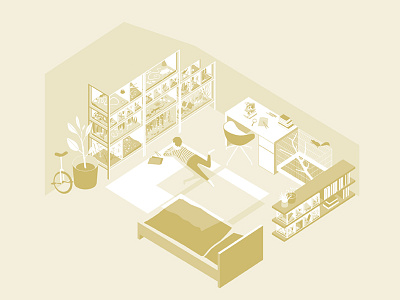 Home animals architecture childhood home illustration interior isometric drawing vector illustration
