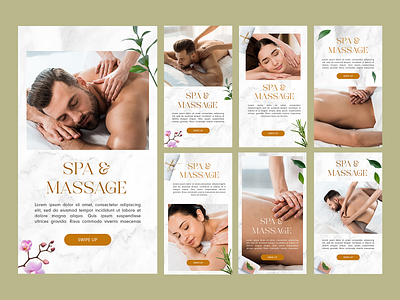 Spa and Massage Instagram Stories Design banner branding clean design elegant graphic design luxury massage minimal mockup poster relax self care self love simple social media spa spa mockup stories ui wellness