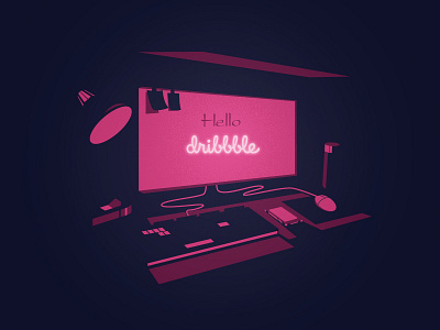 Hello Dribbble! desktop dribbble pink qwer