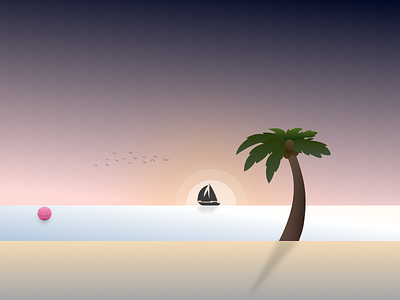 Sea View - Sun Set Illustration || First Shot