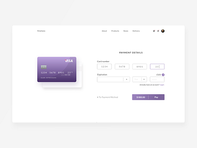 Credit Card Checkout Simple Pay (Card Number) #dailyUi2 checkout credit card form credit card payment creditcard creditcardcheckout cvv dailyui dailyui2 dailyuichallenge desktop flat form minimal payment form ui web webdesign