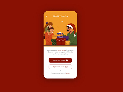 Mobile sign up for Secret Santa (Christmas event) #dailyUi1