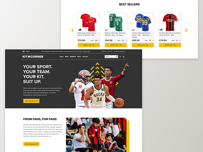 Kitcorner - Online Store For Sport Teams Kits ecommerce online store shop sports ui web design