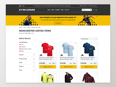 Kitcorner - Product Results Filter