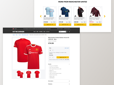 Kitcorner - Product Page carrousel ecommerce online store product page shop sports ui web design
