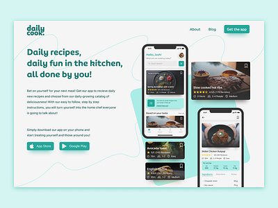 Dailycook - App Landing Page app card card ui cooking food landing page ui ux web design
