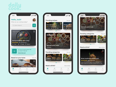 Dailycook - Cooking App Home Screen app app design card card ui cooking food mobile mobile design navigation product design ui ux