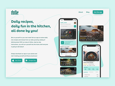 Dailycook - App Landing Page Animations & Transitions animation app app design card card ui cooking cta food landing page product design transition ui ux web design