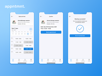 appntmnt. - Date & Time, Confirmation and Success Screens