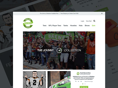 Fresh Brewed Tees WIP ecommerce flat green magento minimal retail ui web web design website