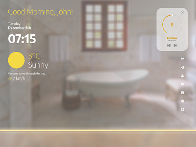 Smart Mirror — UI Weekly Challenges-Season 02 / W [6/10] challenge clean cold mirror smart sunny ui uiux weather winter