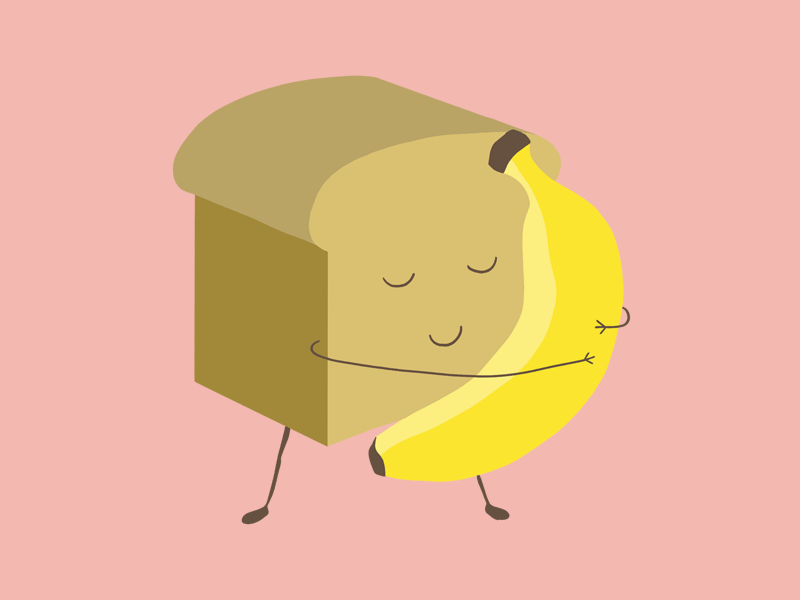 Banana Bread banana banana bread bread cute gif hug illustration loop snack