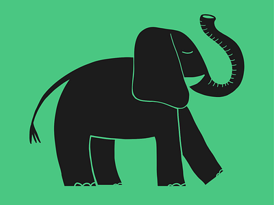 Big little elephant cute doodle elephant flat illustration illustration
