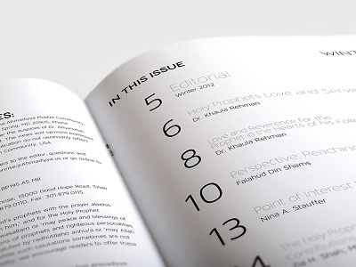 Magazine Redesign - Table of Contents contents list magazine table typography