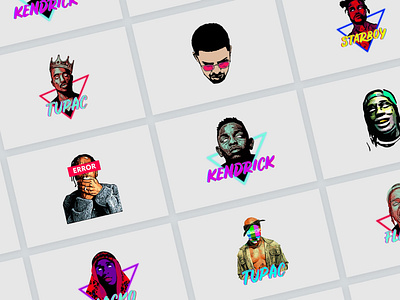 Our old collection of music artists illustrations adobe illustrator asap rocky design drake graphic design illustration illustrations kendrick lamar minimalism musician simplicity starboy the weeknd tupac vector