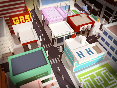 Voxel town building house town voxel