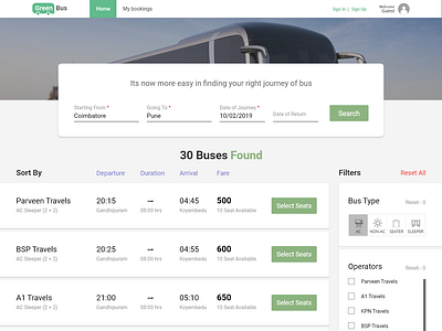 Find a journey of bus template travels web application design