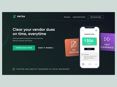 Landing page for a Local Business B2B payments app app home page homepage homepage design landing landing page payment app ui web design webdesign