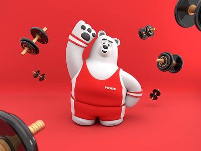 Power Bear | KC™ 3d 3d art after effect animation bear cinema4d fitness gym illustration sport