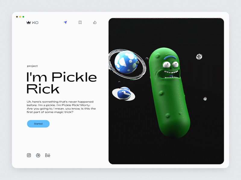 I'm Pickle Rick 3d 3d art animation cinema4d figma pickle rick rick and morty rickandmorty ui