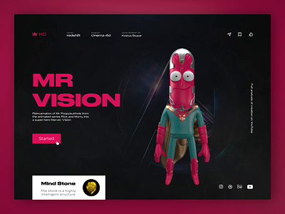 Mr Vision 3d 3d art animation cinema4d figma illustration marvel motion rickandmorty ui ux vision web design website