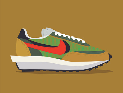 NIKE LD Waffle Sacai Green Multi art design graphic design illustration illustration art illustrator nike sneaker sneakerhead sneakers vector