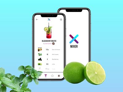 Cocktail Recipe + Sharing App Concept adobe alcohol app cocktail design drink illustrator iphone iphonex mix mobile ui ux