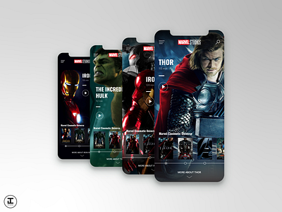 MCU App Concept: Thor (Movie #4) adobe app design hulk illustrator iphone iphonex iron man loki marvel marvel comics marvelcinematicuniverse mcu mobile shot superhero thor ui ux