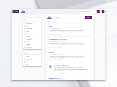 Intranet Redesign Project - Search Results Page design design inspiration facet filter filters google intranet intranet redesign material materialdesign redesign concept search search results shadow sketch sketchapp ui ui trends ux ux trends