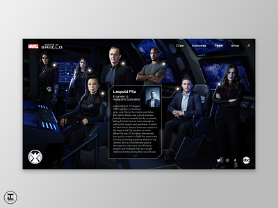 Agents of S.H.I.E.L.D. - Website Concept abc about agents agents of shield design design inspiration fitz marvel marvel comics marvelcinematicuniverse mcu meet the team quake shield simmons superhero tv app tv shows ui ux