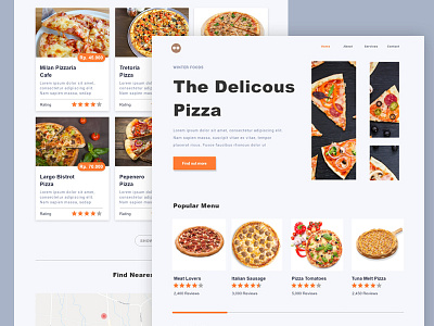 #Exploration | Delicious Pizza Landing Page catalogue clean landingpage minimalist pizza restaurant simple webdesign
