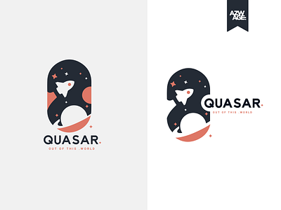 Quasar Logo azwage branding dailylogochallenge dailylogodesign design logo rocketship space stars