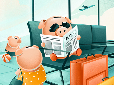 Travel on a budget - Washington Post budget cover cover illustration editorial editorial illustration illustration money piggy piggybank sail ho studio sho studio texture travel washington post