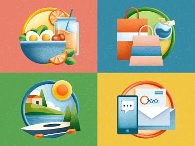 Virginia Living - Icons colors editorial editorial illustration food icons illustrated icons illustration outdoor sail ho studio services sho studio shopping texture vector