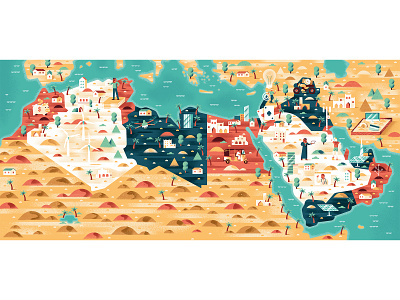 Wired Middle East - map editorial editorial illustration illustration map middle east sail ho studio sho studio texture vector